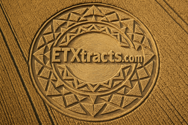 a crop circle that says ETXtracts.com